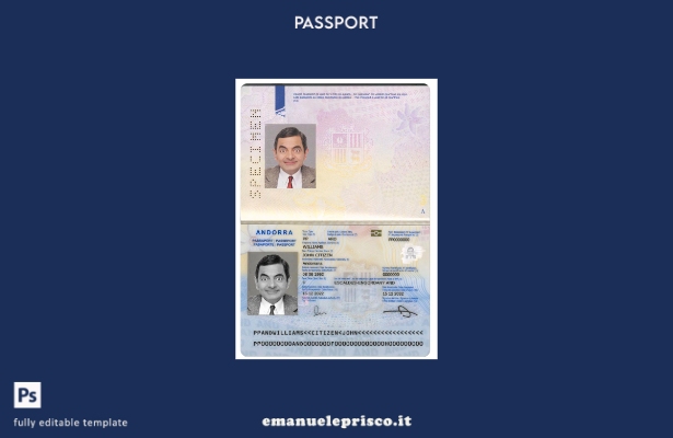 modello di passaporto Andorra in stile verificato